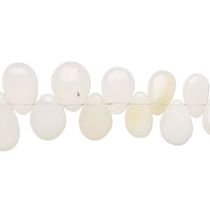 Ethiopian white opal 1pkg1, hand-cut top-drilled puffed teardrop bead natural 8 inch graduated 6x5mm-13x10mm