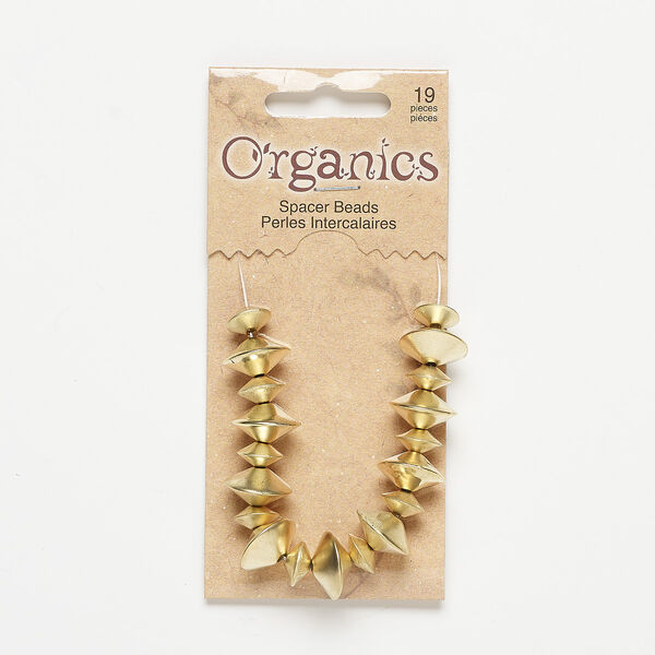 Bead, gold-coated plastic, 9x5mm and 14x8mm matte saucer. Sold per pkg of 19. image number 0