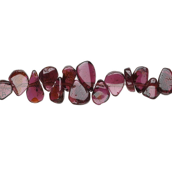 Bead, garnet (dyed), 6x4mm-9x6mm top-drilled flat teardrop, D grade, Mohs hardness 7 to 7-1/2. Sold per 14-inch strand. image number 0