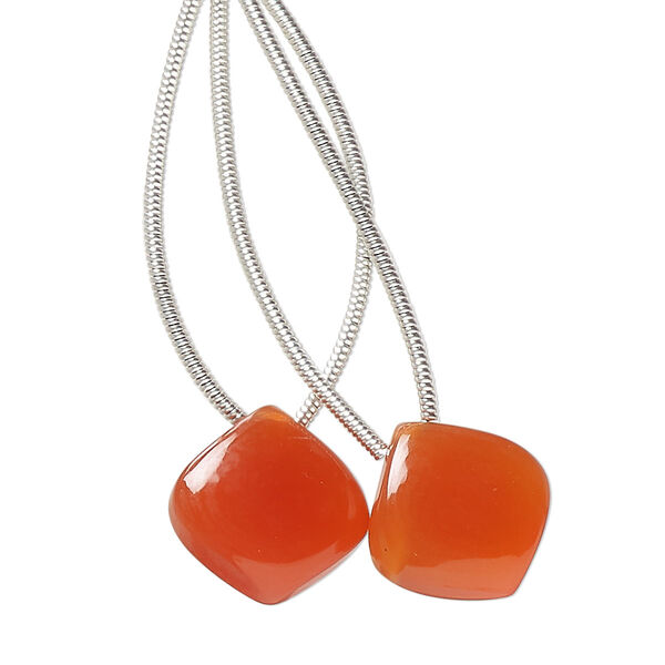Carnelian 1pkg2, hand-cut top-drilled puffed teardrop bead B grade, 14x14mm image number 0