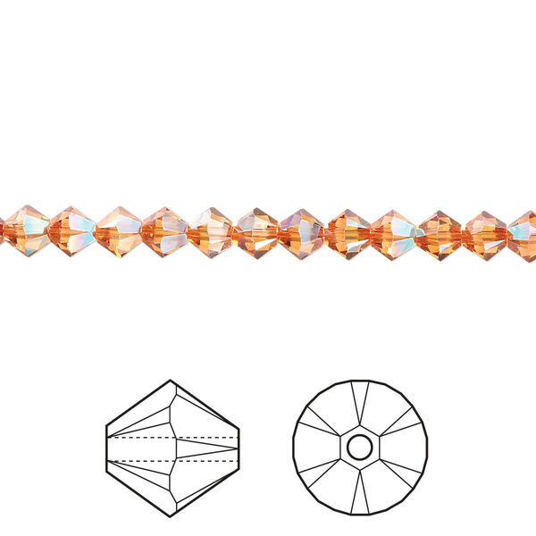 Bead 48pk crystal chili pepper, Crystal Passions® 4mm bicone 5328 image number 0