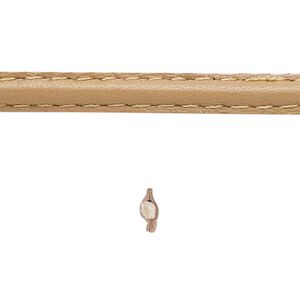 Cord, leather and cotton (dyed), taupe, 5-6mm double-stitched flat. Sold per 1-yard section.