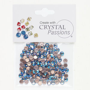 Flat back 1pkg144 black diamond shimmer foil back, Crystal Passions&reg; rhinestone 3.80-4.00mm round SS17