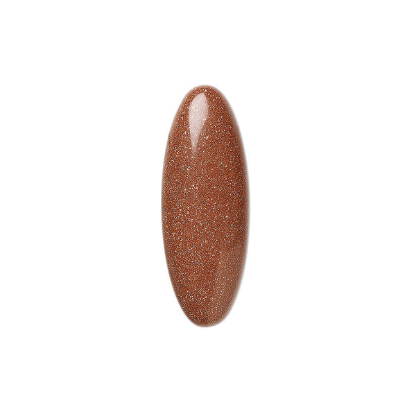 Cabochon, brown goldstone (glass) (man-made), 22x8mm calibrated oval. Sold individually. image number 0