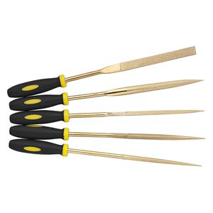 File, diamond- / titanium-coated steel / rubber, black and yellow, 7 inches. Sold per 5-piece set.