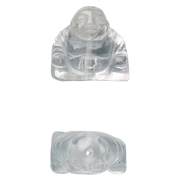 Bead, quartz crystal (natural), 19x18mm carved Buddha, B grade, Mohs hardness 7. Sold individually. image number 0