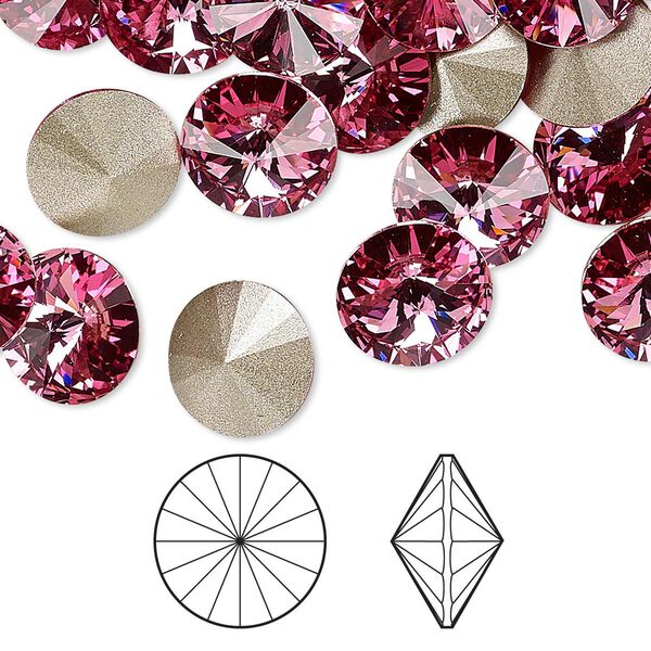 Chaton 48pk rose foil back, Crystal Passions® 10.54-10.91mm rivoli SS47 1122 image number 0