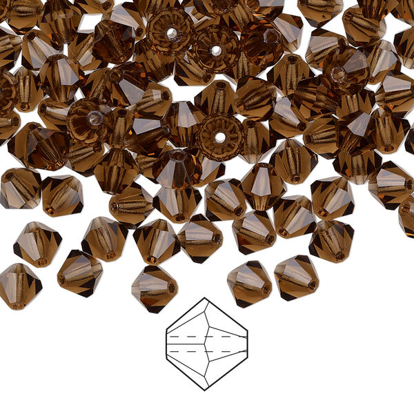 Bead 576pk smoked topaz, Preciosa Czech crystal 5mm bicone image number 0