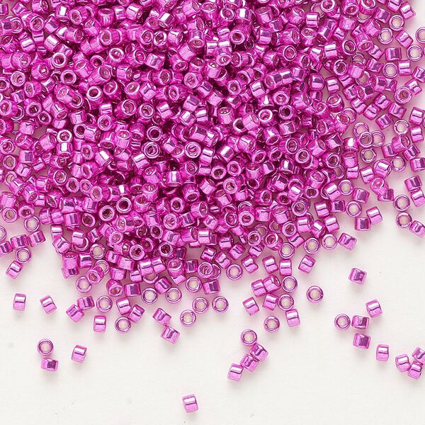 Seed bead, Delica®, glass, pkg/7.5g, #11 round, opaque galvanized hot pink (DB-0425). image number 0