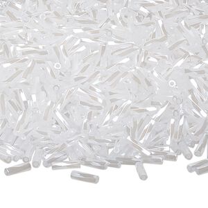 Bead, Miyuki, bugle bead, glass, pkg/50 g, 6x2mm center-drilled twisted, luster opaque white, (TW-511).