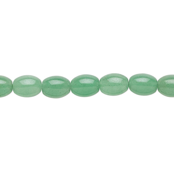 Green aventurine 1pkg1, oval bead natural B grade, 15.5-16 inch 9x6mm image number 0