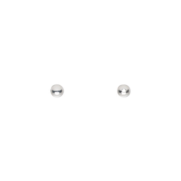Bead, silver-plated brass, 3mm round. Sold per pkg of 1,000. image number 0