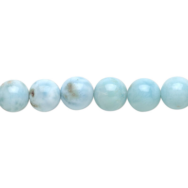 Bead, larimar (natural), 8-9mm round, B- grade, Mohs hardness 4-1/2 to 5. Sold per 4-inch strand, approximately 10 beads. image number 0