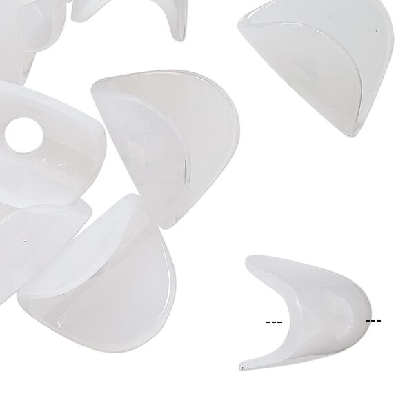 Bead, vintage German acrylic, white, 18x12mm folded flat oval. Sold per pkg of 24. image number 0