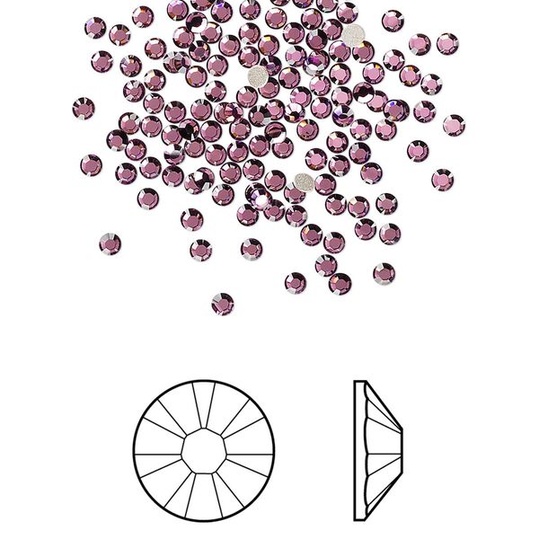 Flat back 144pk amethyst foil back, Crystal Passions® 1.7-1.9mm rose round SS5 2058 image number 0
