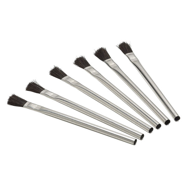 Flux brush, horsehair and tin, stiff bristle, 6 x 3/8 inches. Sold per pkg of 6. image number 0