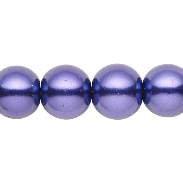 Bead, glass, opaque deep purple, 13-14mm round. Sold per 15.5-16 inch strand. image number 0