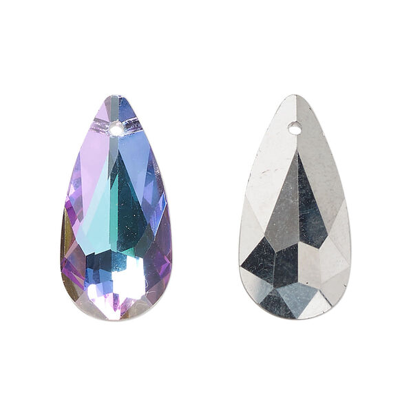 Drop, glass, opaque clear vitrail light, 24x12mm teardrop. Sold per pkg of 4. image number 0