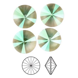 Chaton 4pk light turquoise luminous green, Crystal Passions® 14mm rivoli 1122