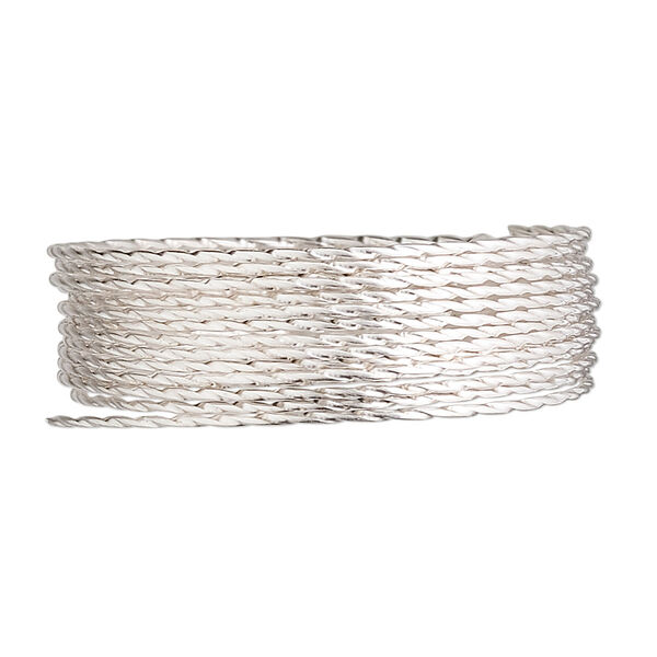 Wire, sterling silver, full-hard, twisted round, 19 gauge. Sold per pkg of 5 feet. image number 0