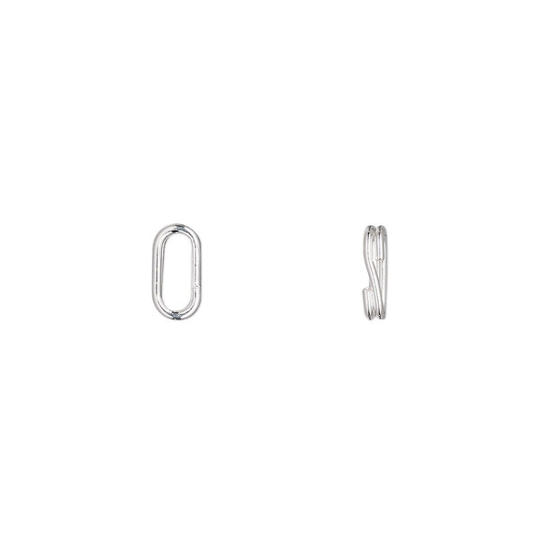 Split ring, silver-plated steel, 8x4mm oval with 6x2mm hole. Sold per pkg of 100. image number 0