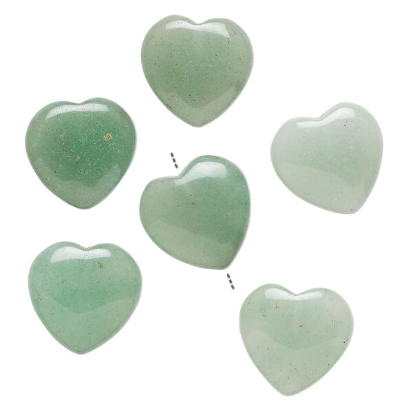 Green aventurine 1pkg6, half-drilled puffed heart drop natural B grade, 14-16mm image number 0