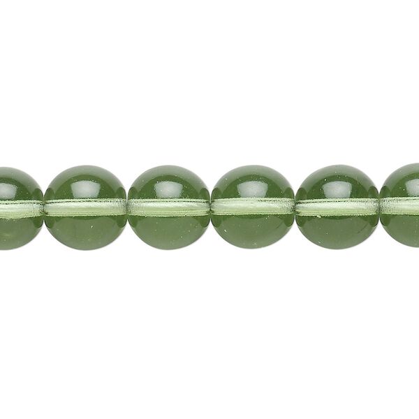 Bead, Czech glass druk, transparent mint green, 10mm round. Sold per 15-1/2" to 16" strand. image number 0