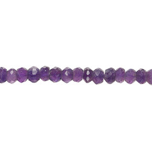Amethyst 1pkg1, hand-cut faceted rondelle bead natural, 13 inch dark 4x3mm-6x4mm