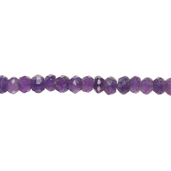 Amethyst 1pkg1, hand-cut faceted rondelle bead natural, 13 inch dark 4x3mm-6x4mm image number 0