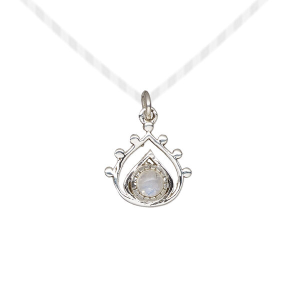 Rainbow moonstone / sterling silver 1pkg1, open teardrop drop natural antiqued 13x12.5mm image number 0