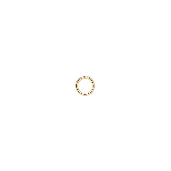 Jump ring, gold-plated brass, 5mm round, 3.4mm inside diameter, 20 gauge. Sold per pkg of 100. image number 0