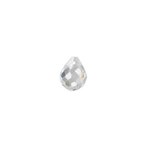 Bead, cubic zirconia, clear, 10x8mm top-drilled faceted teardrop, Mohs hardness 8-1/2. Sold per pkg of 2.