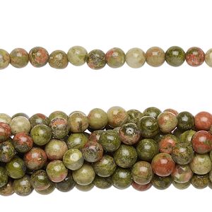 Unakite 1pkg10, round bead natural 15.5-16 inch 4mm