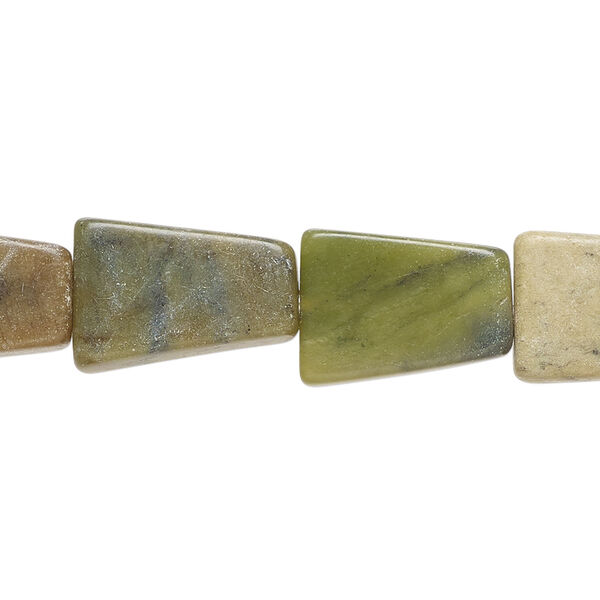 Green serpentine 1pkg1, flat trapezoid bead natural, 15 inch 15x11mm-17x12mm image number 0