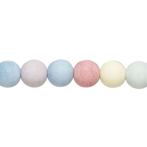 Bead, porcelain, opaque matte multicolored, 7.5mm round. Sold per 8-inch strand, approximately 25 beads. image number 0