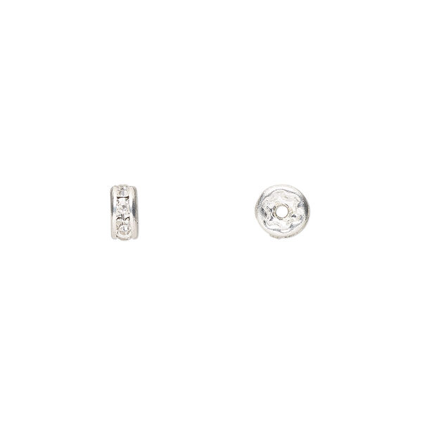 Bead 12pk crystal silver plate, Preciosa Czech crystal 4.5x2.5mm rondelle image number 0