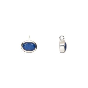 Drop sterling silver lapis lazuli 1pk 8x6mm hand-cut faceted oval, natural
