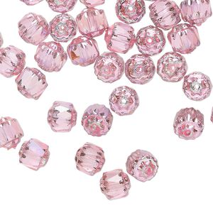Bead 1pkg60 Czech dipped décor glass, hot pink Apollo AB, 6mm round cathedral.