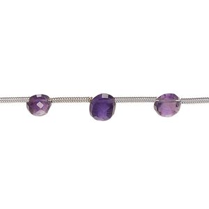 Amethyst 1pkg14, hand-cut top-drilled faceted oval bead natural 6x5mm-8x6mm