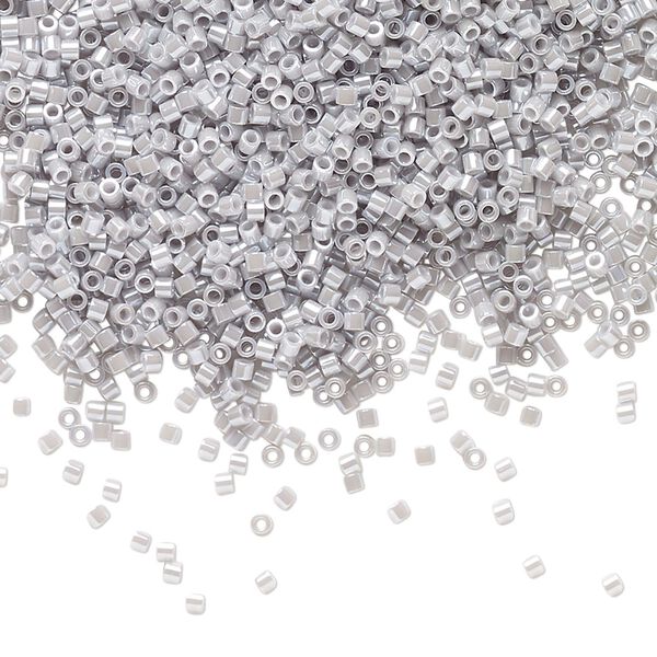 Seed bead, Delica®, glass, pkg/250g, #15 round, opaque luster ghost grey (DBS-1570). image number 0