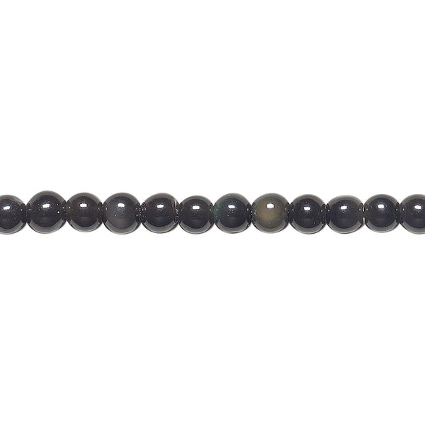 Bead, rainbow obsidian (natural), 4mm round, B grade, Mohs hardness 5 to 5-1/2. Sold per 15-1/2" to 16" strand. image number 0