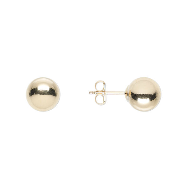 Earstud, 14Kt gold-filled, 8mm ball with post. Sold per pair. image number 0