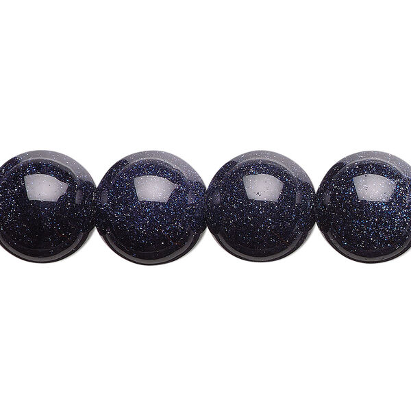 Bead, blue goldstone (glass) (man-made), 12mm round. Sold per 15-1/2" to 16" strand. image number 0