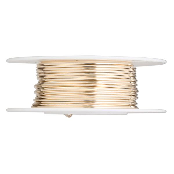 Wire, 12Kt gold-filled, half-hard, round, 20 gauge. Sold per 25-foot spool. image number 0
