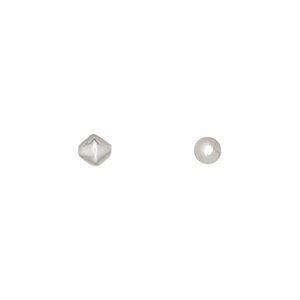 Bead, silver-plated brass, 5mm double cone. Sold per pkg of 100.