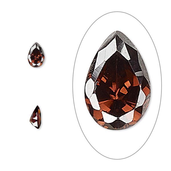 Gem, cubic zirconia, alexandrite purple, 6x4mm faceted pear, Mohs hardness 8-1/2. Sold per pkg of 2. image number 0