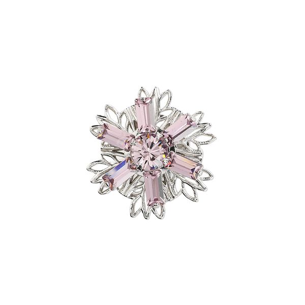 Sew-on 1pk light amethyst rhodium finish, Crystal Passions® 17mm flower image number 0