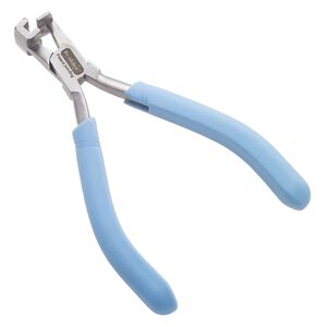 Pliers, Beadalon®, banding, rubber and steel, blue, 5-1/4 inches with 3.9mm wide groove, double band, vinyl-free grips. Sold individually.