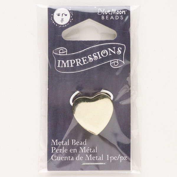 Bead, gold-finished "pewter" (zinc-based alloy), 16mm top-drilled heart with 2mm hole. Sold individually. image number 0