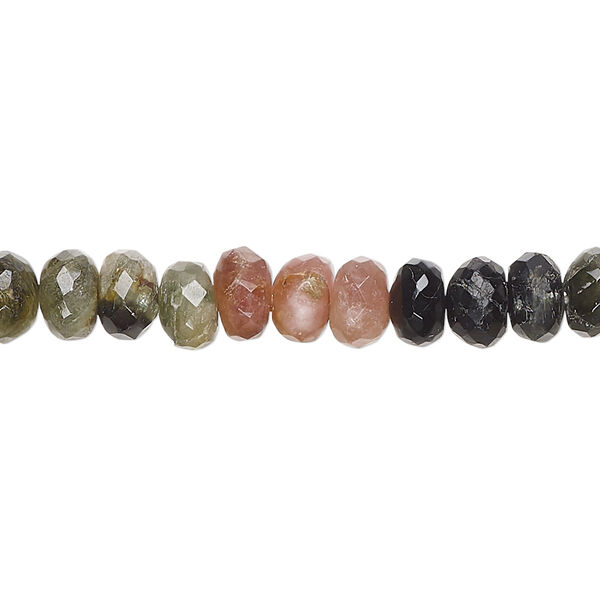 Multi-tourmaline 1pkg1, hand-cut faceted rondelle bead natural 15 inch 6x4mm-7x7mm image number 0